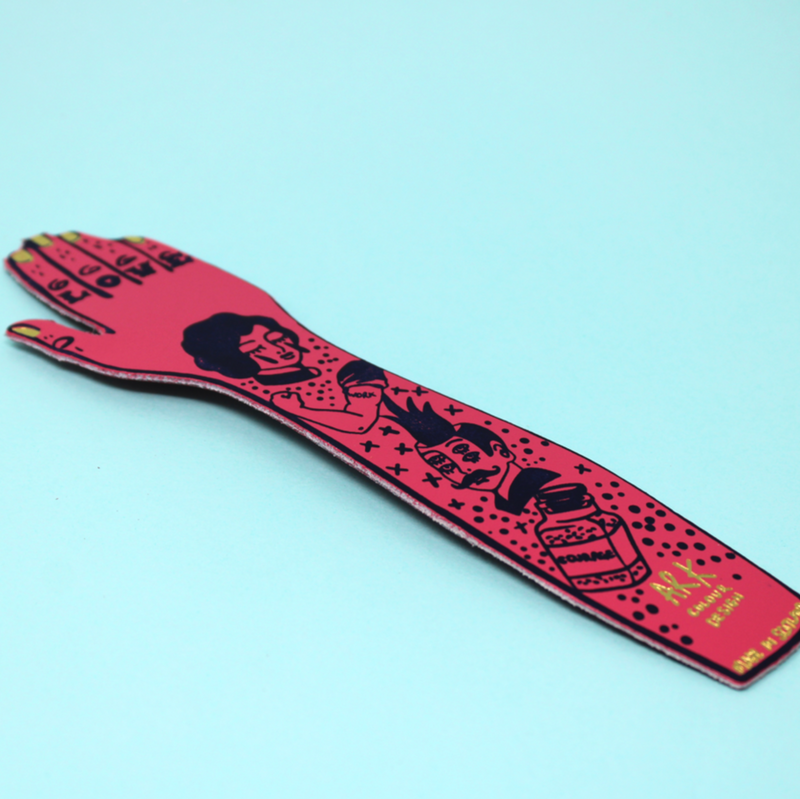 Tattooed Arm Bookmark - Hot Pink
