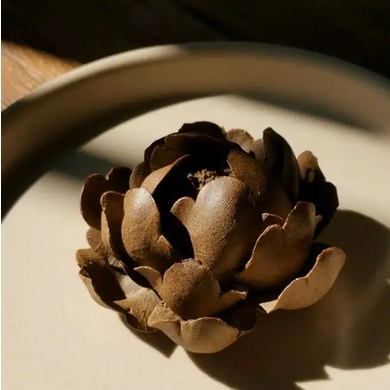 Ceramic Lotus Incense Burner - Brown