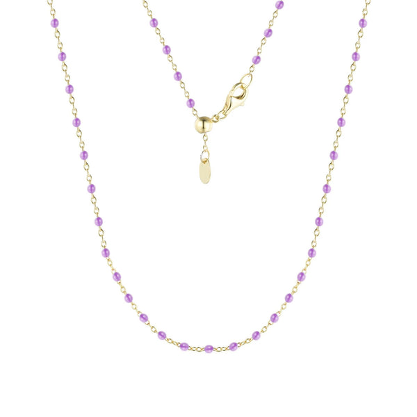 Enamel Beaded Chain Necklace - Lavender / Gold