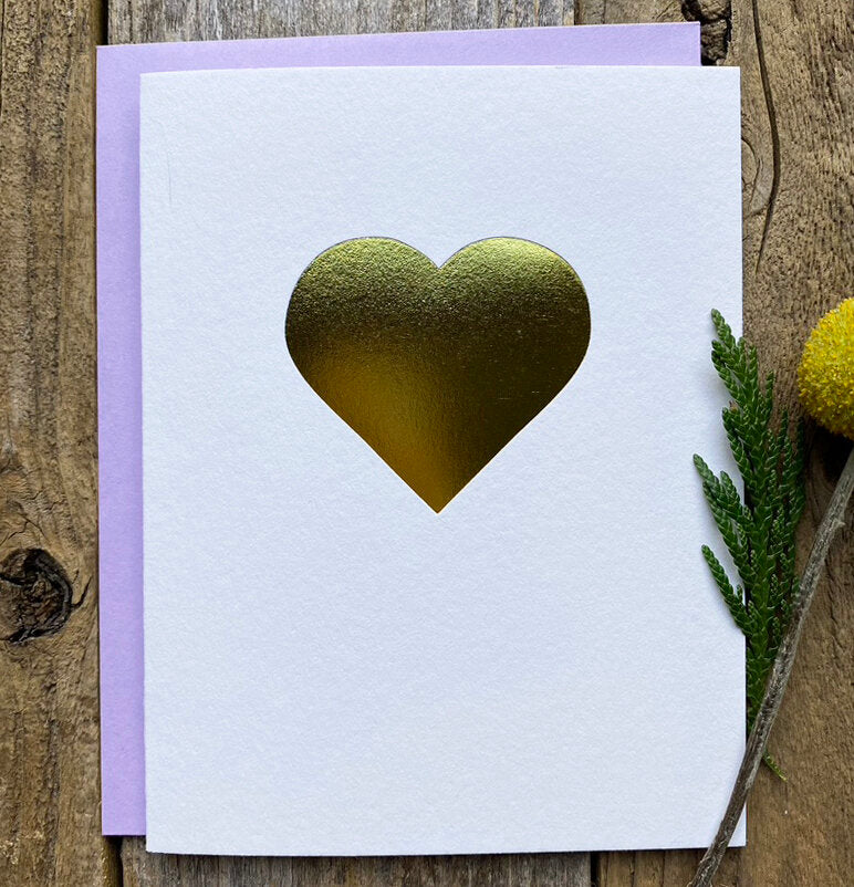 Gold Heart Letterpress Card