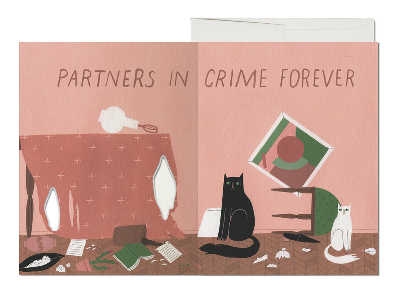 Cat Crimes Friendship French Fold Card