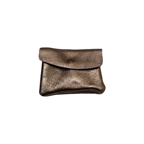 Mini Wallet- Metallic Leather - Rose Gold