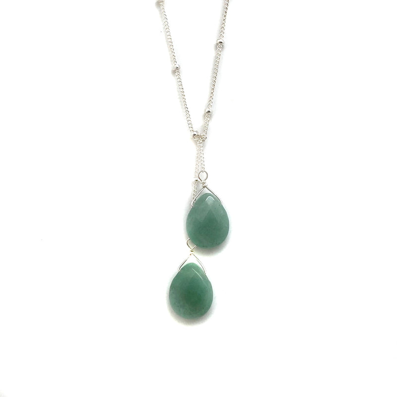 Wasabi Jewelry Lariat Necklace - Sterling Silver w/Stone