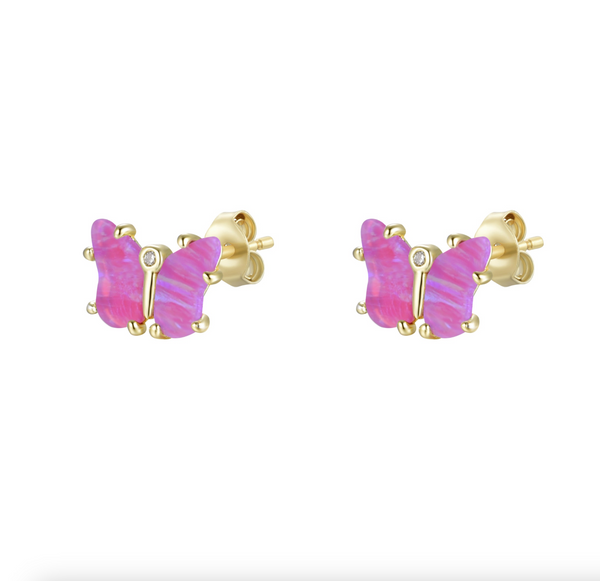 Mini Opal Butterfly Studs -  All Colors