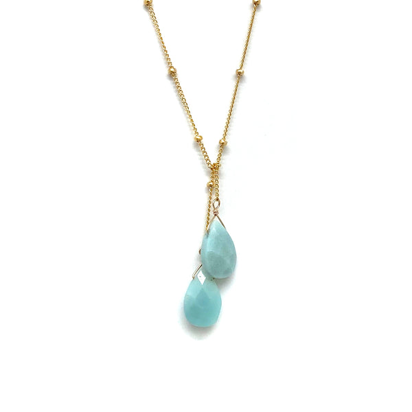 Wasabi Jewelry Lariat Necklace - Gold Filled w/Stone