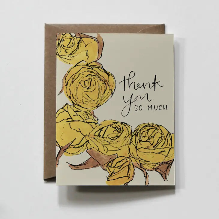Scrawl Floral Thank you card