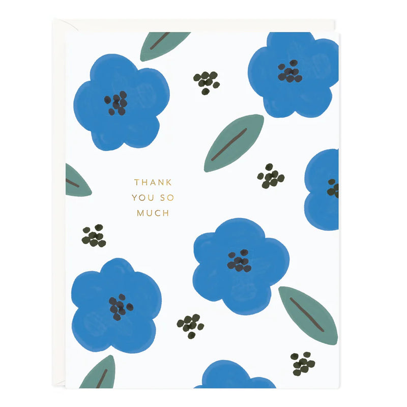 Thank You Blue Floral Card