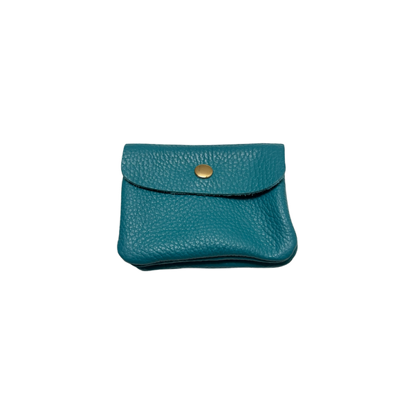 Mini Wallet- Pebble Leather - Turquoise