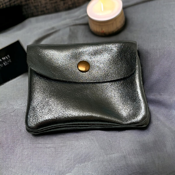 Mini Wallet- Metallic Leather - Lt. Blue