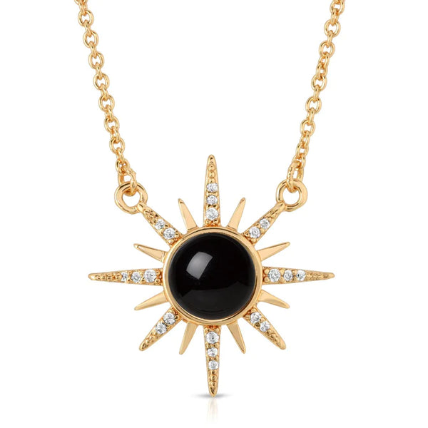 Gemstone Starburst Necklace - Black Onyx
