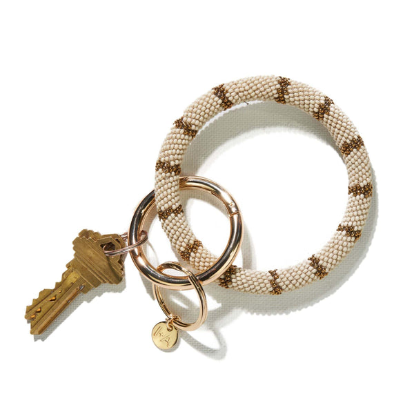 Beaded Key Ring Bangle - Ivory Gold