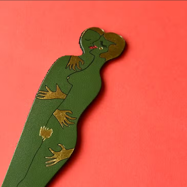 Book Lover Leather Bookmark - Moss Green