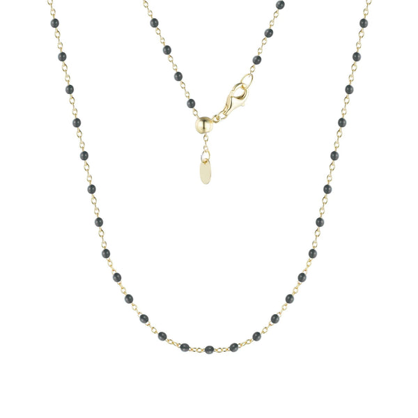 Enamel Beaded Chain Necklace - Black / Gold