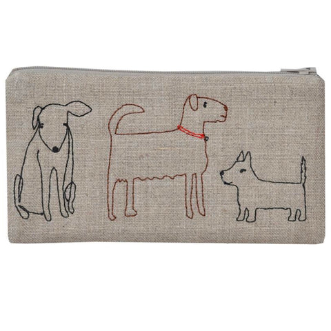 Dogs Linen Pouch - Small
