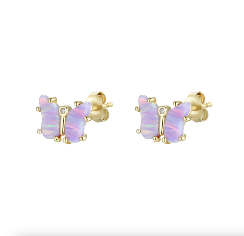 Mini Opal Butterfly Studs -  All Colors