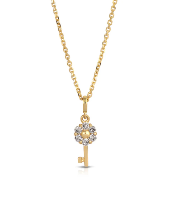 Promise 14 Karat Gold and Diamond Key Necklace
