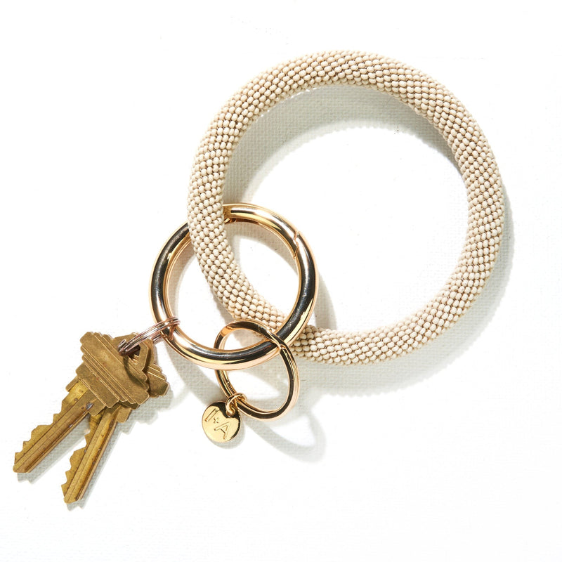 Beaded Key Ring Bangle - Ivory